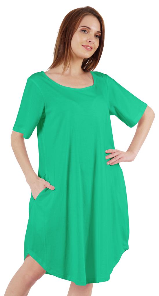 Inkmeso Noční košile pro ženy s krátkým rukávem W Noční košile s kulatým výstřihem Jersey tunika