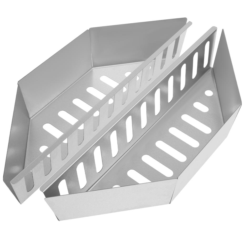 2 Pezzi Cestello Carbone Acciaio Porta Carbone, 15 Pollici di Lunghezza Cestello Griglia Porta Carbone Contenitore Carbone per Weber BBQ