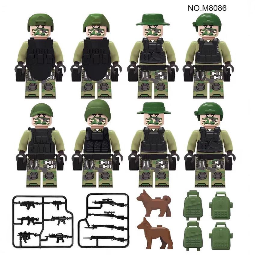 M8011 Green Anti-Terrorism Swat M8086 M8162 Russian Army Building Block Figurine Small Particle Toy