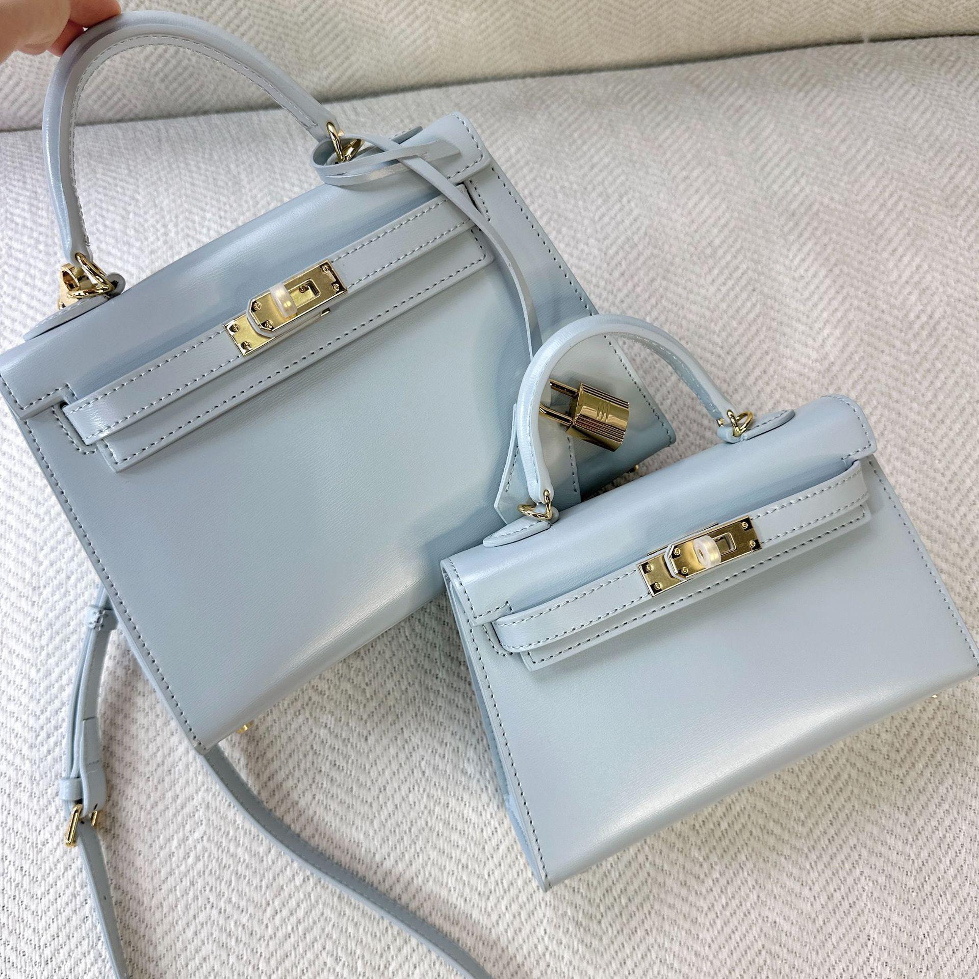 

2025 / Новая мини-сумка из кожи Head Layer Box, высококачественная и модная сумка через плечо с одним плечом, женская сумка через плечо 22x7x15cm синий