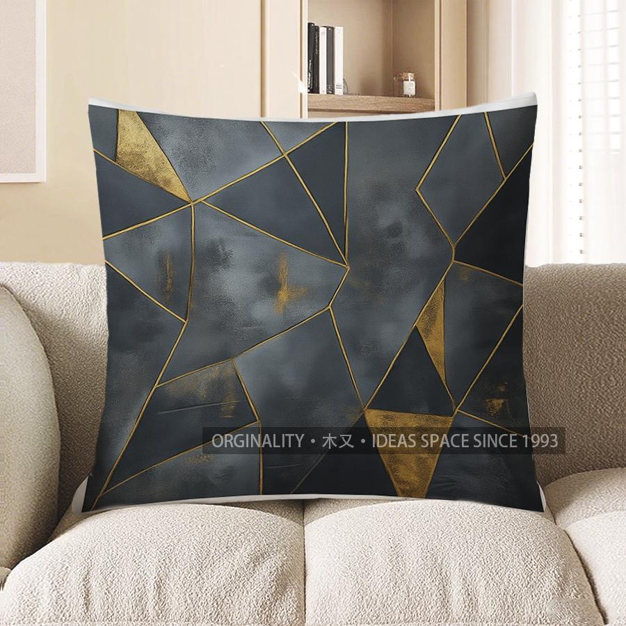 

Home Decor Geometric Gold Pattern Decorative Pillow Cover Pattern Cushion Cover Suitable For Sofa Bedroom Car Pillow Cover 40x40cm