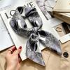 Commuter elegant flower silk scarf women's contrasting color retro printing satin scarf shirt with multi-purpose decorative small scarf