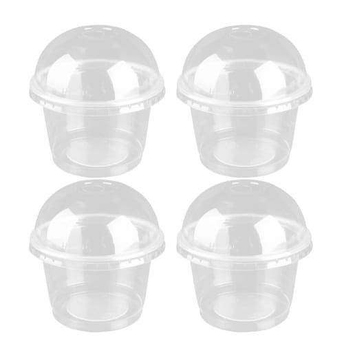 Healifty 25-Piece Disposable Pudding Cups, Plastic Salad Cups, Dessert Bowls with Lids, Clear Ice Cream Holders, Small Drink Containers for Parfaits,