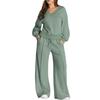 2025 Women's V-Neck Solid Color Casual Suit Set: Sweatshirt & Long Pants - European & American Autumn/Winter Fashion