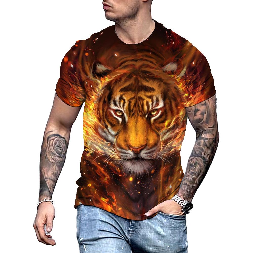Pánske tričko Lion Fighting Tričko 3D Animal Beast Fierce Print Tričko s krátkym rukávom Oversized Tops Tričká Tričko Pánske značkové oblečenie