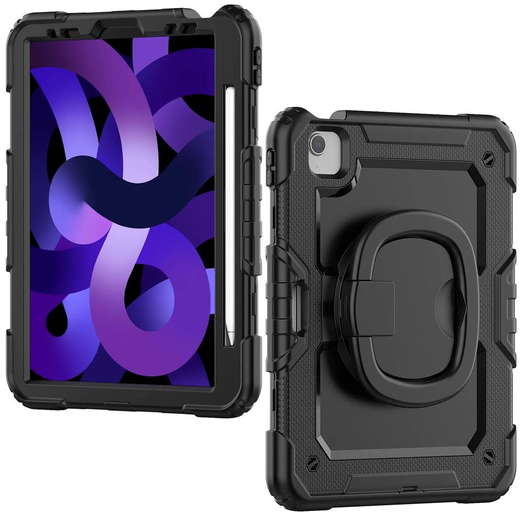 For iPad Pro 11''/Air 4/5,Military Grade Shockproof Protective Silicone Cover 360 Folding Handle Grip + Handle Shoulder Strap