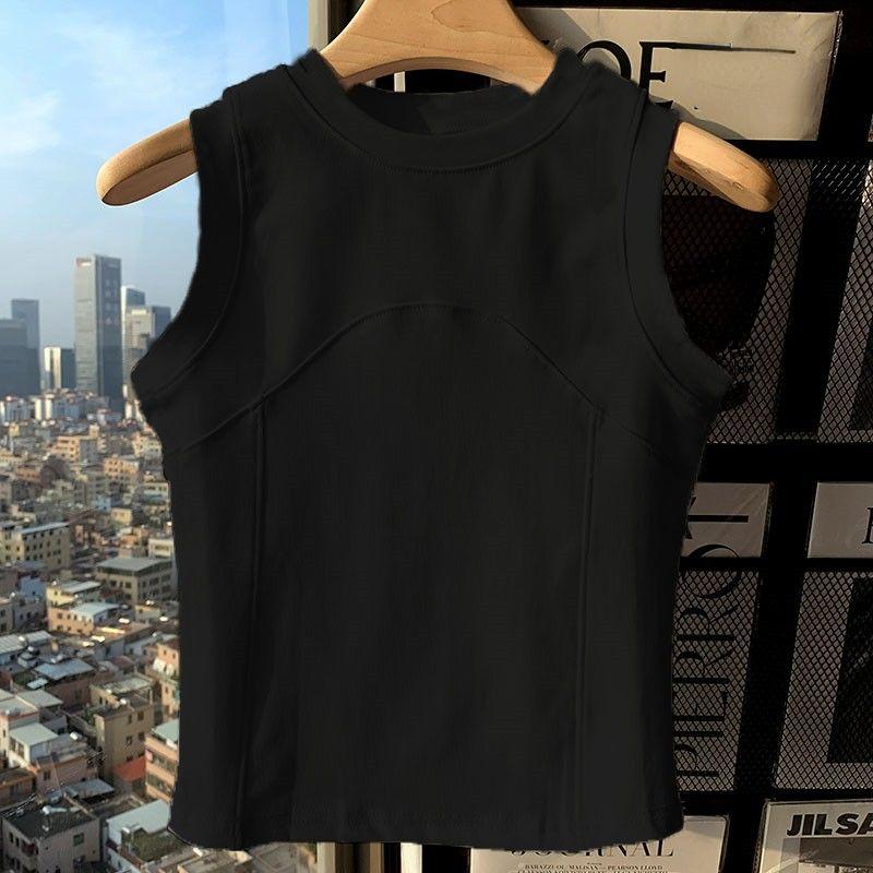 Casual Summer Cotton Vest with Stand Collar for Women Tank Top