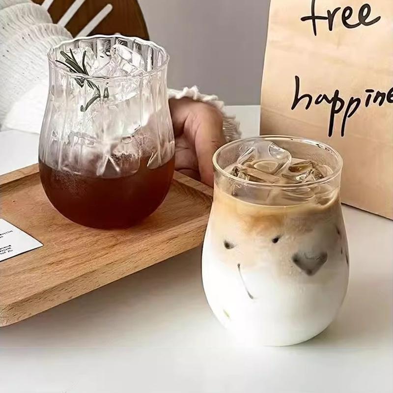 INS Transparent Drinking Glasses Creative Water Cups Juice Milk Tea Cup Iced Coffee Mug Cocktail Glasses Drinkware 300-550ml