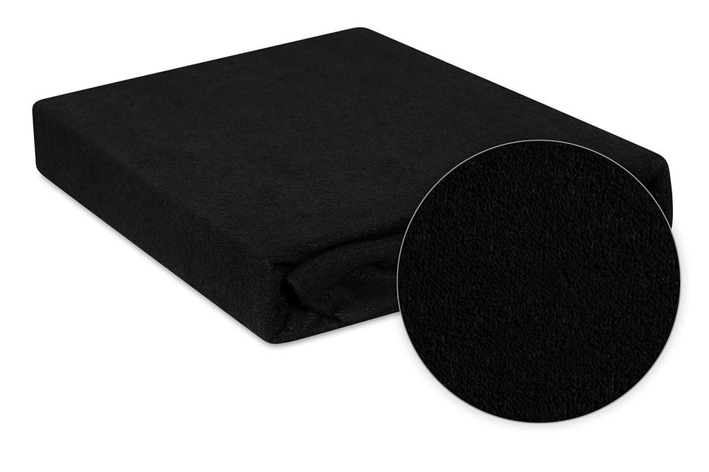 Prześcieradło frotte z gumką 150/160x190/200 premium czarne