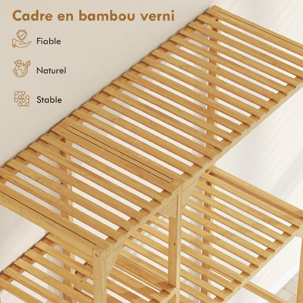 Bamboo Shelf Above Washing Machine, Bathroom Cabinet, Reversible Shelves, Natural Wood