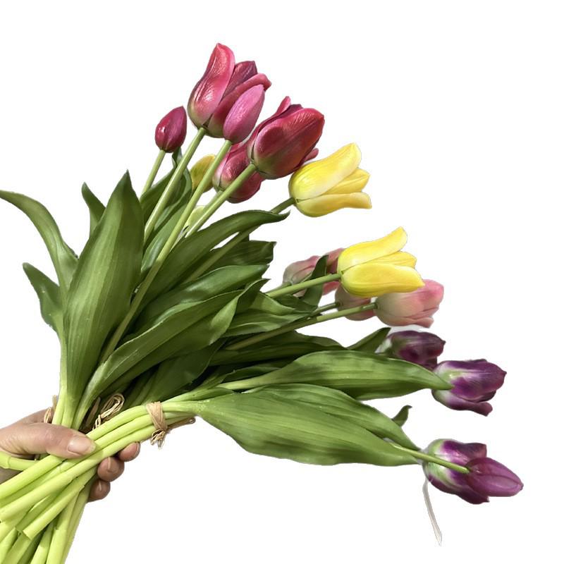 Premium Soft Rubber Tulip Bouquet - Realistic Artificial Flowers for Decoration and Props