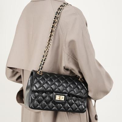 Tasche aus Rindsleder erster Schicht Rindslederkette Mode Diamanttasche Schulter Messenger Damentasche echtes Leder kleine quadratische Tasche