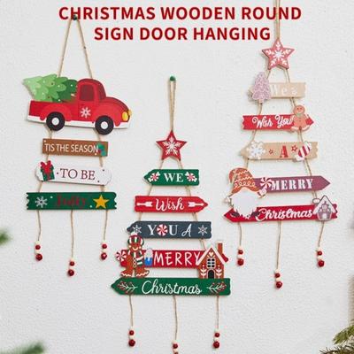 Christmas Xmas Tree Ornament Wooden Door Pendant 2025 New Hanging Pendant  Home Decor