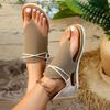 2025Women Summer Retro Bohemian Sandals Casual Beach T-Strap Roman Open-Toe Sandals