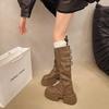 Vintage Platform Women Knee High Boots Fashion Slip On Shoes Autumn Winter Concise Long Botas De Mujer