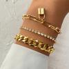 VKME Hot Sale Double-Layered Cuban Chain Bracelet Set Punk Style with Thick Gold-Plated Bands for Men Women Hip Hop Jewelry