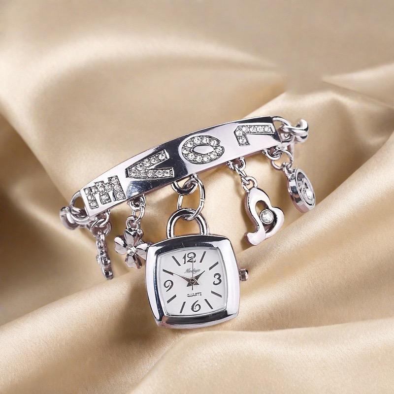 Fashion Women's Bracelet Watch Diamond Pendant for Girls' Watch Casual Versatile Decorative Quartz Watch for Women
