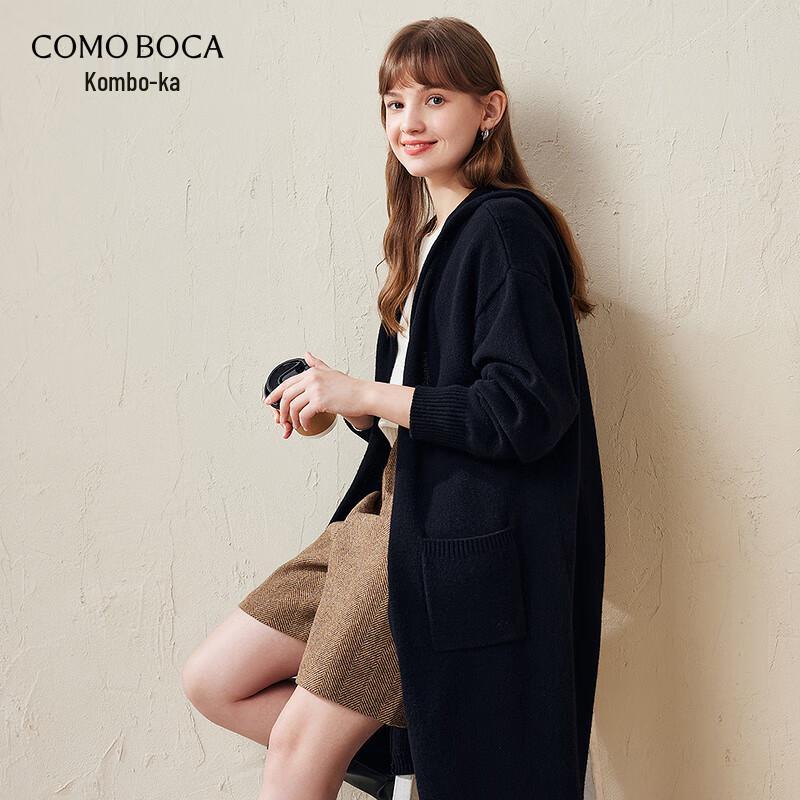 Women's Hooded 100% Wool Knit Cardigan