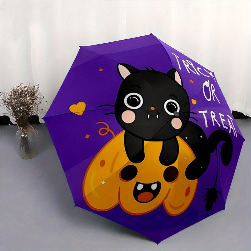 1pc Trick or Treat Adorable Cat and Pumpkin Automatic Opening and Closing Umbrella - Small Umbrella Suitable for Various Occasions, Portable 3-Fo