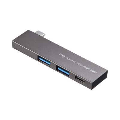 Sanwa Supply Hub USB Delgado Plateado Tipo-C 3 Puertos USB-3TCH22SN
