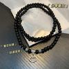 Retro Lucky Multi-Circle Bracelet Women's Accessories Tibetan Silver Obsidian Bracelet Couple Jewelry
