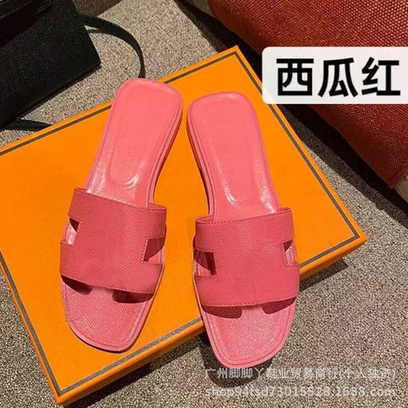 Diese H Hausschuhe Damen Sommerkleidung vielseitig neu Leder Ein-Riemen Sandalen H-förmig flacher Boden