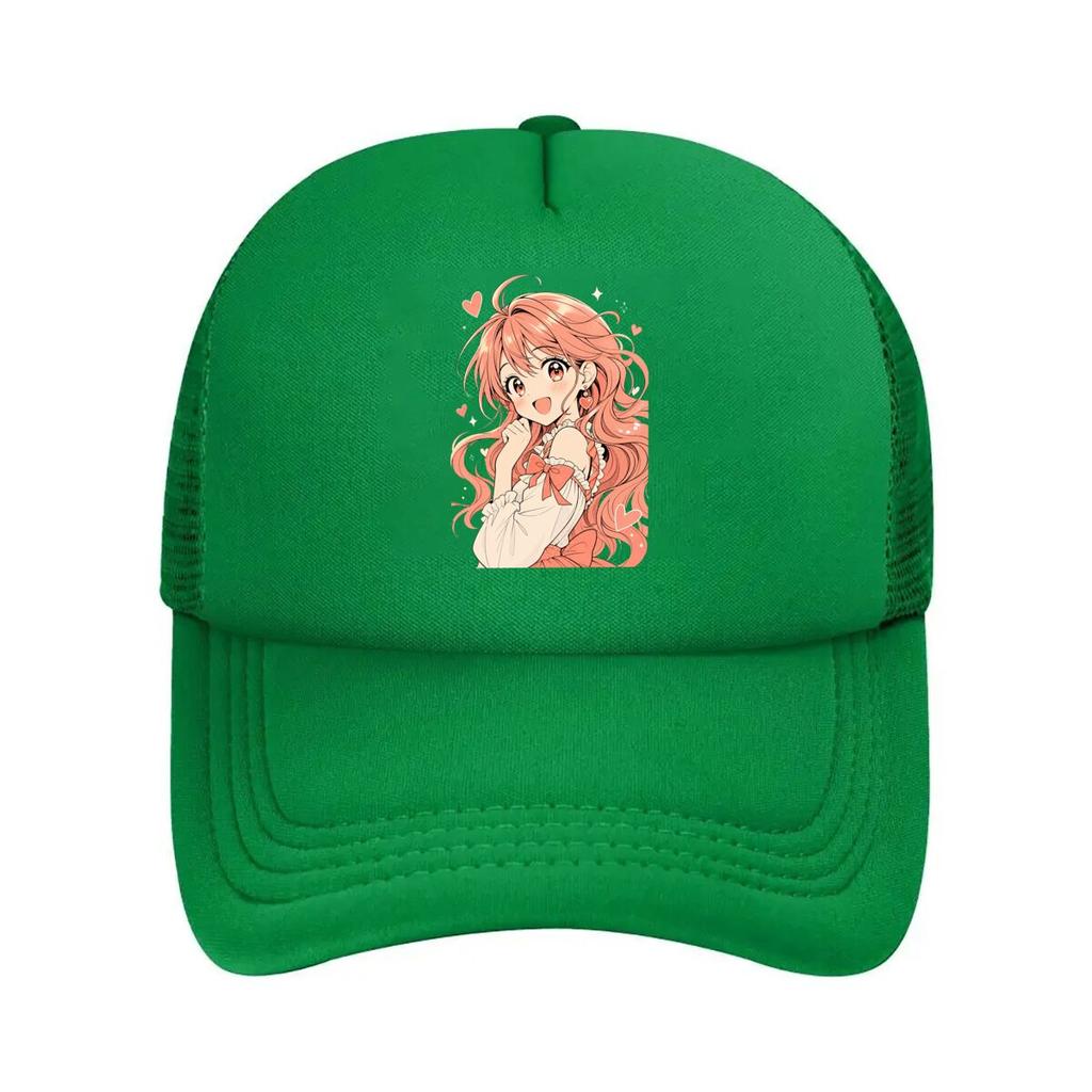 Playful Blushing Unisexga Girl Pop Port Mesh Baseball Cap Polyester Forward Observations Hat Adjustable Golf Hat Summer