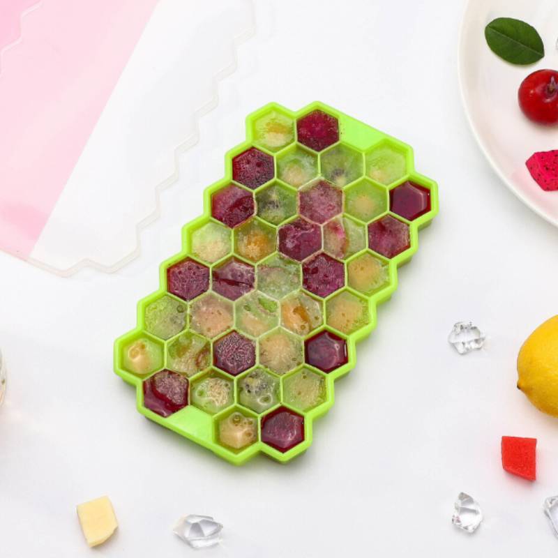 Silicone Ice Cube Tray With Lid For Home Kitchen And Party Use