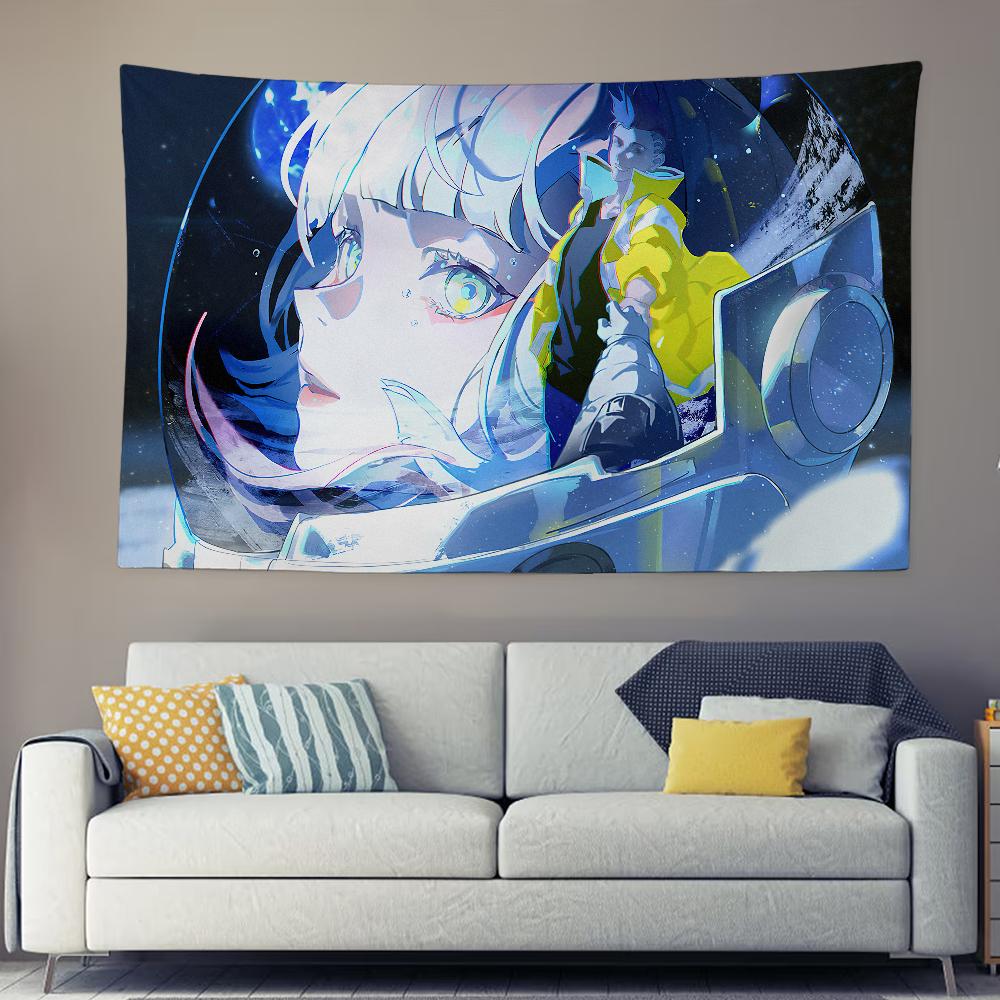 Cyberpunk Edgerunners Tapestry David  Lucy Night City Scene Print Neon Cyberpunk Anime Wall Hanging for Bedroom  Gaming Decor
