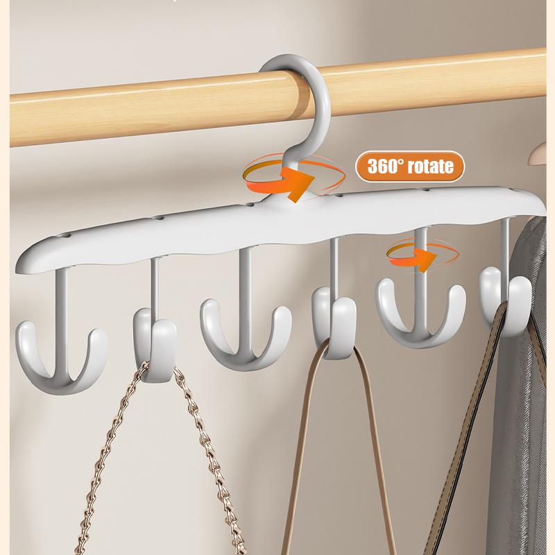 Multifunctional White 6 Hook Hanger, 360° Rotating Bra Organizer Rack for Saving Space,Home Scarf Belt Hats Tie Storage Hanger