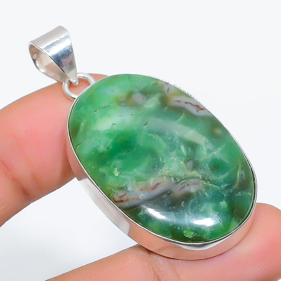 

Chrysoprase Gemstone Handmade 925 Sterling Silver Jewelry Pendant 1.97 SU-9872
