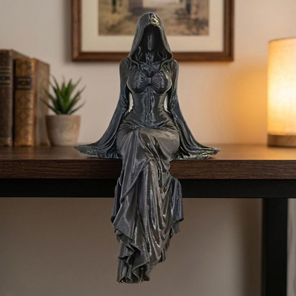 3D Printed Sitting Pose Lady Sculpture Handmade Female Tabletop Ornament Bookshelf Decor