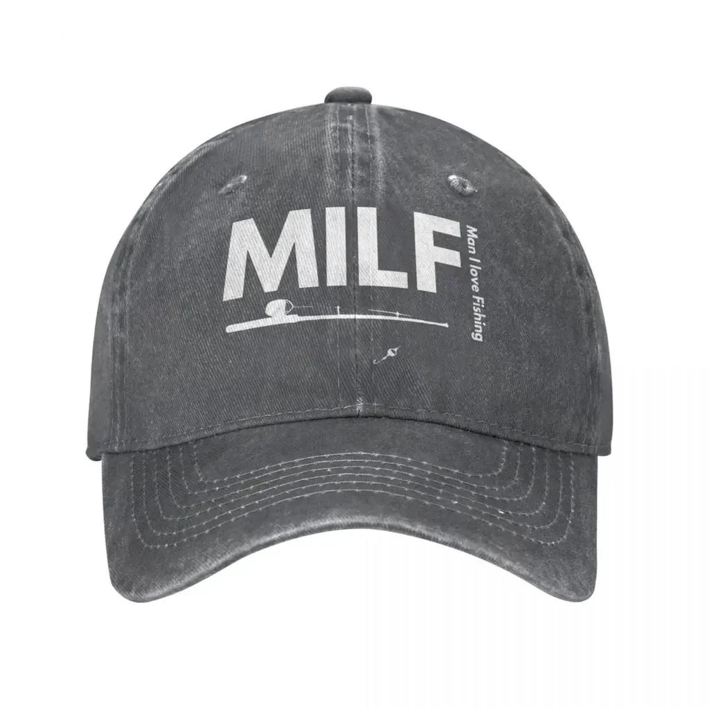 Mann Ich Liebe Angeln MILF Baseballkappen Klassische Abgenutzte Baumwolle Sonnenschirmkappe Unisex Outdoor Alle Jahreszeiten Reisekappen Hut