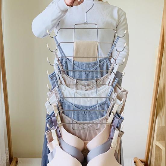 Stainless Steel Underwear Hanger Multi-Layer Non-Slip Towel Drying Rack Foldable Portable Clothes Rack for Travel Home Closet Bathroom