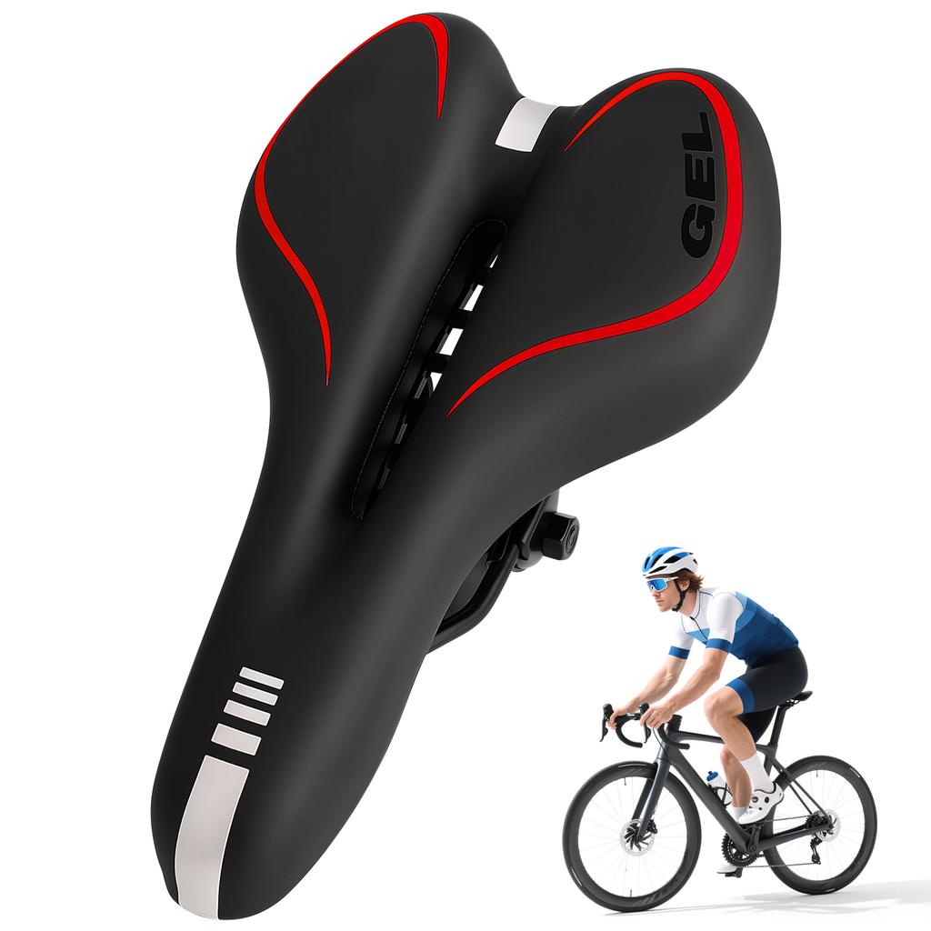GEL Cushion Bike Seat Soft PU Leather Comfortable Bicycle Saddle for Mountain Road Bikes Shock Absorbing Cycling Accessories