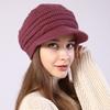 Autumn and Winter Women's New Striped Knitted Peaked Cap Plus Velvet Thickening To Keep Warm and Cold Proof Fashionable Woolen Hat Beret