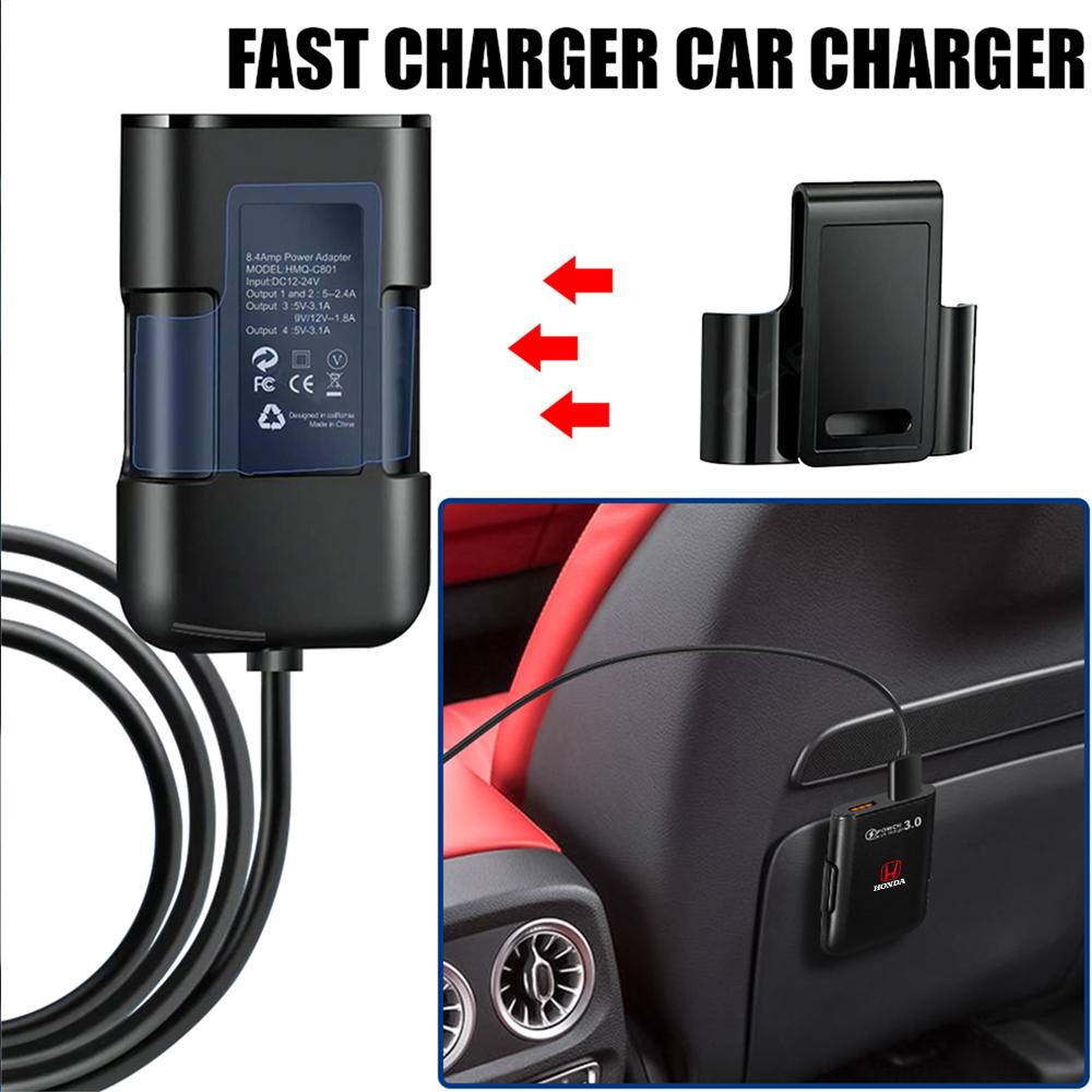 Car Charger Fast Charging QC3.0 USB Mobile Phone Charger Adapter For Honda Civic Fit Accord Jazz Mugen CITY CRV Type R Odyssey CX9