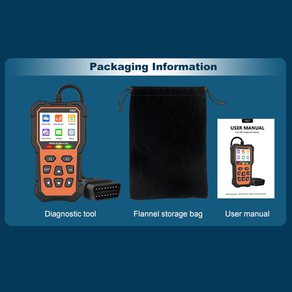 V521 Universal OBDII Scanner Professional Car Code Reader Data Print OBDIIEOBDCAN Scan Tool Mode
