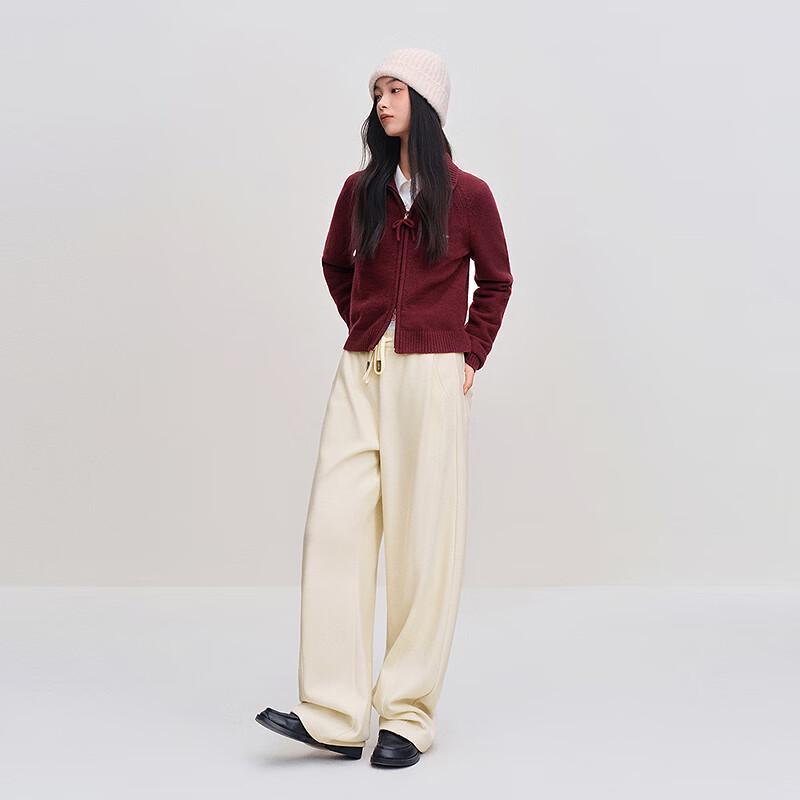 Ledin Women's Bowknot Zipper Cardigan Sweater