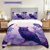 Owl Pattern Bedding Quilt Set Quilt Cover Pillowcase Home Decoration Birthday Gift (1 * duvet cover + 2 * pillowcase, without core)