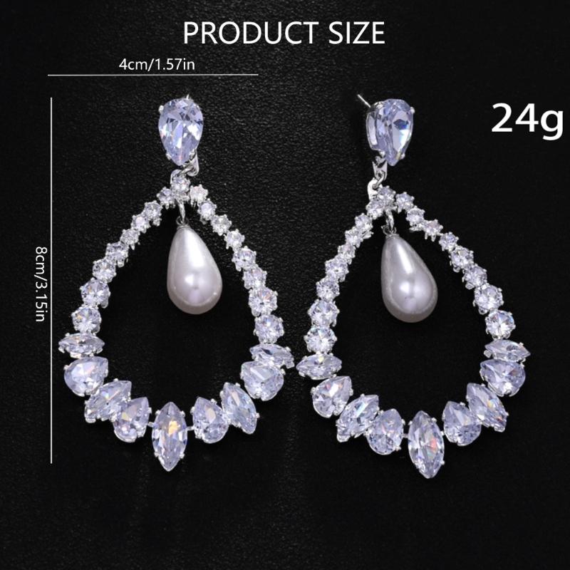 Luxurious Big Water Drop CZ Stone Earrings Sophisticated Women’s Dangle Earrings Accessory with Elegant Water Drop