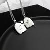 2PCS Stainless Steel Silver Color Ghost Cat Pendant Couple Necklace For Women Men Fashion Best Friend Clavicle Chain Necklaces