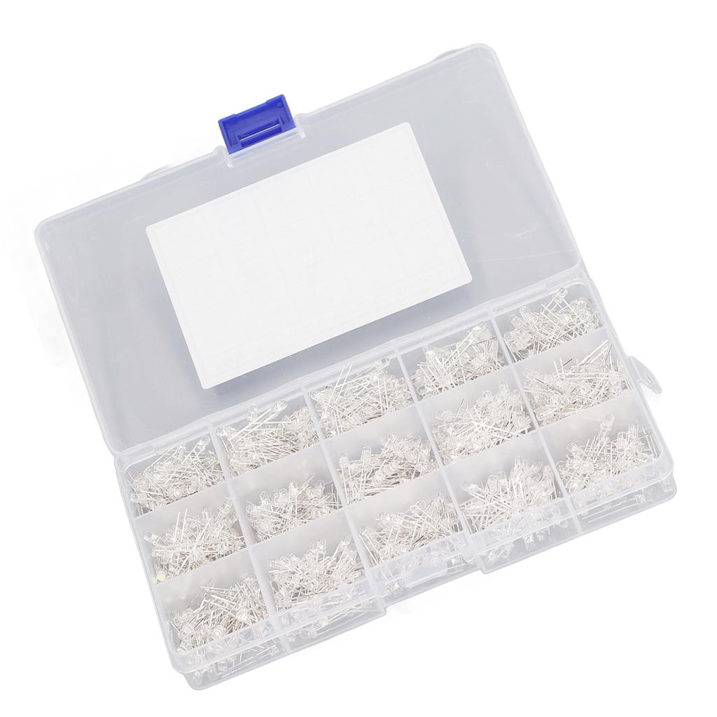 750 Peças Diodo Emissor de Luz LED Transparente 3mm Vermelho Amarelo Azul Verde Branco Diodos Emissores de Luz LED com Caixa de Armazenamento