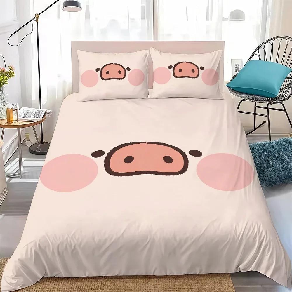 Duvet Cover Pillowcase L-Lulu The Piggy Cartoon Bedding Set Children'S Single Twin King Size Bedroom Comforte Cute Printe Sets
