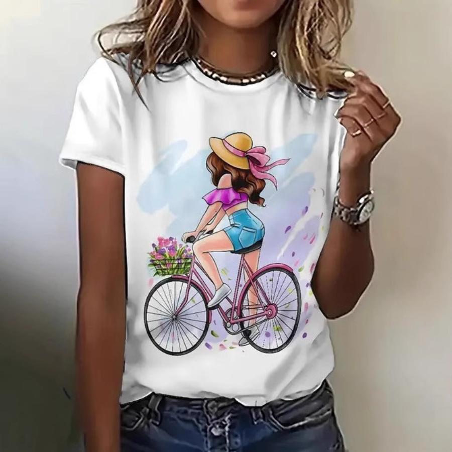 T-Shirt Women Tees 3D Print Short Sleeve Comfortable Sportwear T Shirts