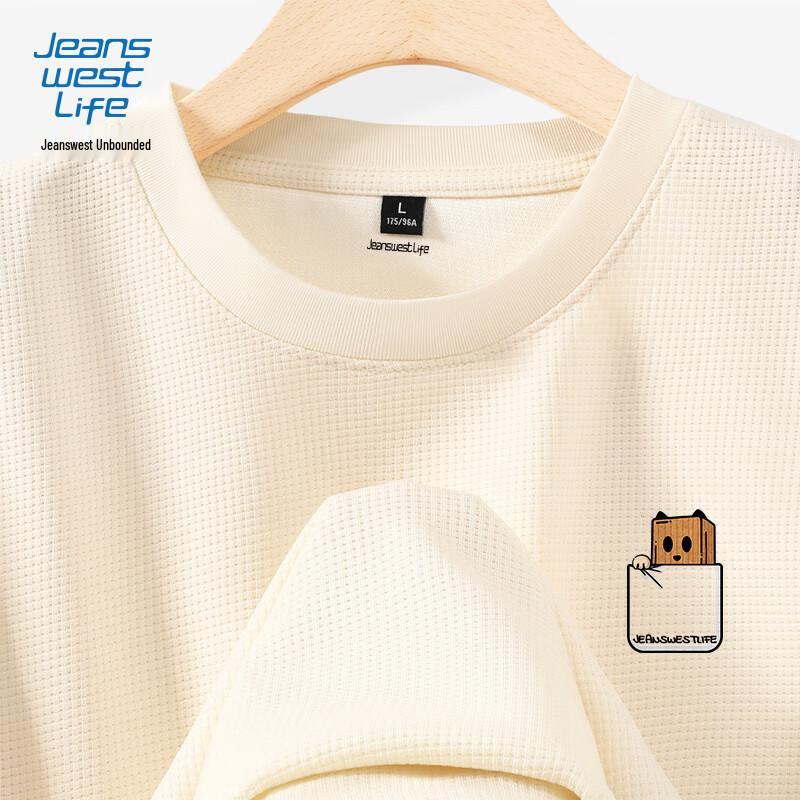 JEANSWEST LIFE Men's Waffle-Knit Long Sleeve T-Shirt