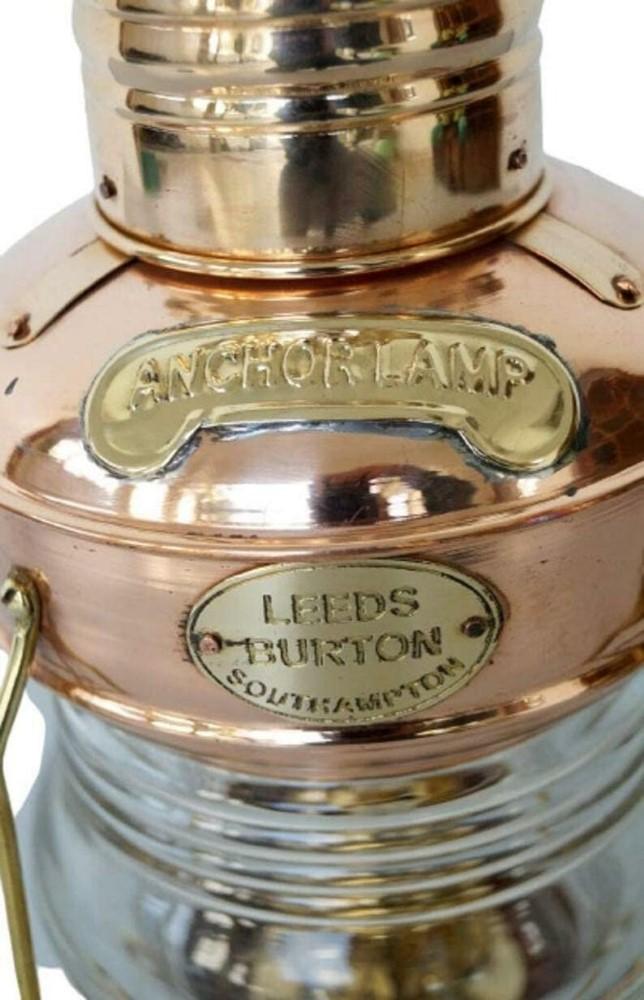 14" Anchor Oil Lamp Brass & Copper Nautical Maritime Ship Lantern Boat Light