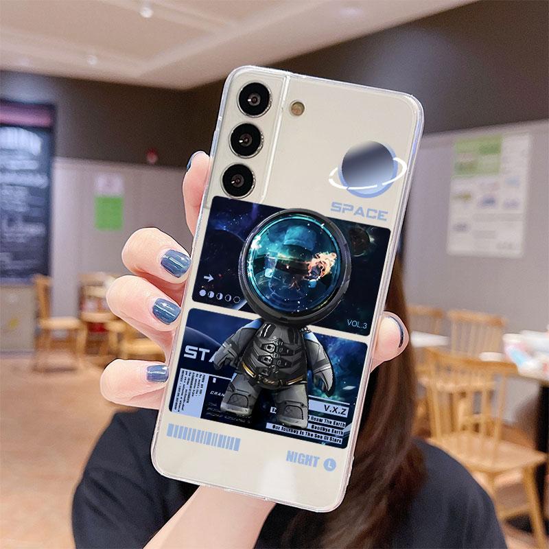 Transparente Hülle für Samsung Galaxy S22 S20 FE S21 S10 S9 Plus Note 20 Ultra 10 Lite 9 Weiche TPU Handyhülle Mechanischer Astronaut Weltraum