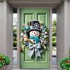 Snowman Wreath Green Lining For Christmas Doors Xmas Outdoor Decoration Door Cover For Front Door Home Christmas Party Supplies