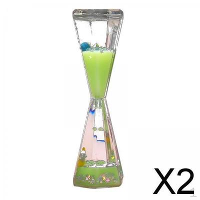 2x Flüssigkeitsuhr Desktop-Kunstspielzeug Kreatives sensorisches Spiel Schöne Konfetti schwimmen Sanduhr zum Verschenken